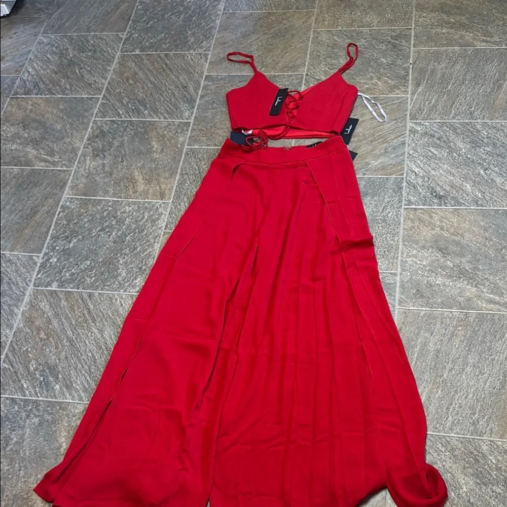 Lulu's Red Wide Leg 2 piece Set - Picture 1 of 1